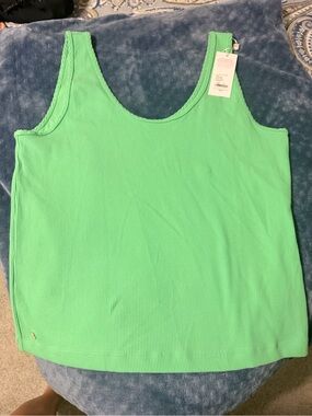 Lilly Pulitzer Bright Green Ribbed Scoop Tank